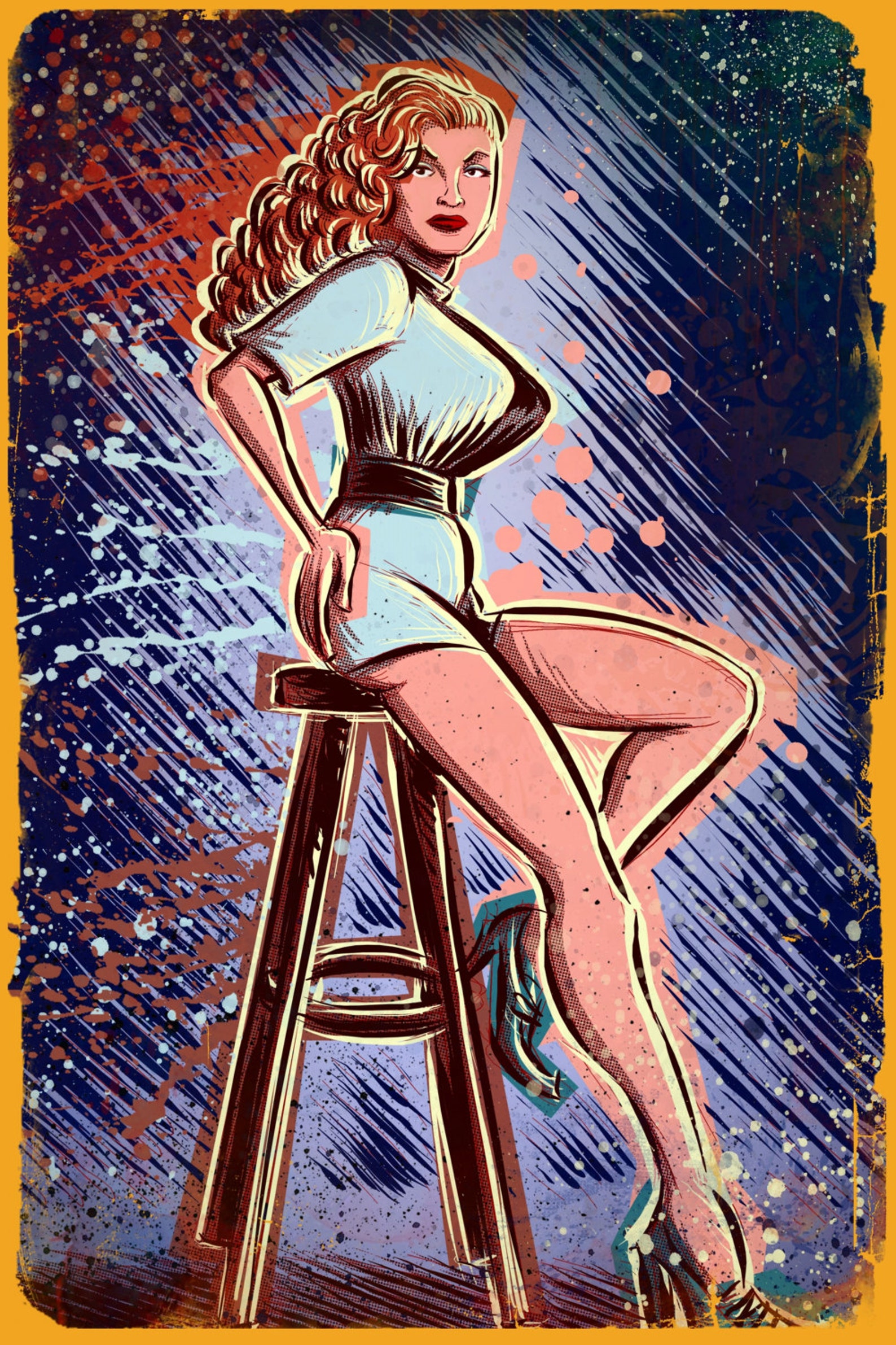 Tempest Storm Art Print Burlesque Pin Up Female Red Head Etsy
