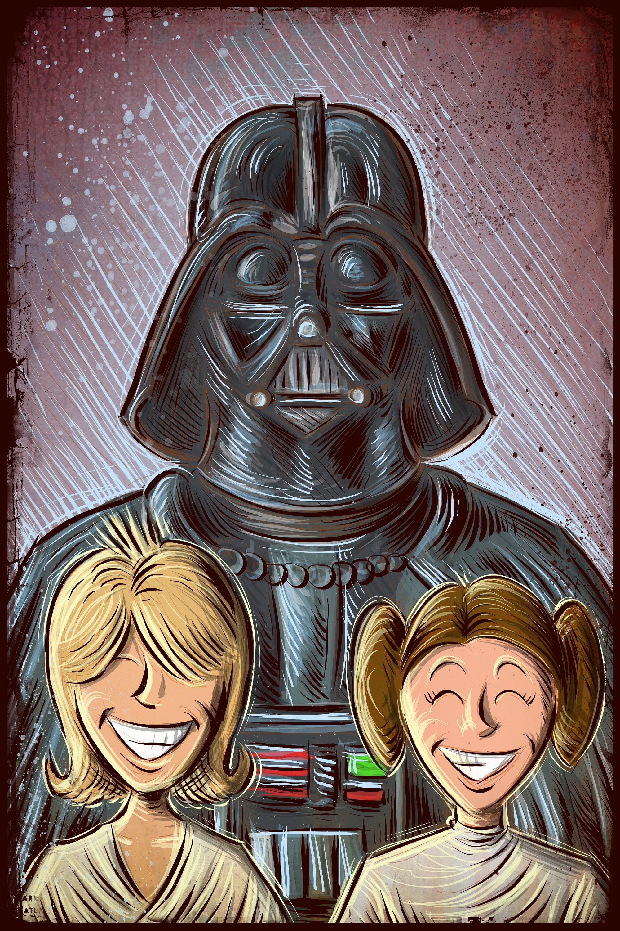 Star Wars Family Portrait Art Print Luke Skywalker Princess Leia Organa