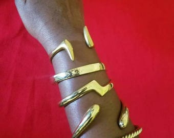 5 bracciali regolabili in ottone fatti a mano, taglia unica
