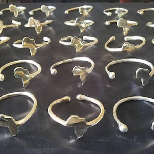 50 African Shape brass bracelets, Adjustable One Size Fits All Bracelets, African continent bracelet, Wholesale brass bangles