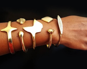 Set di bracciali regolabili in ottone, gioielli fatti a mano