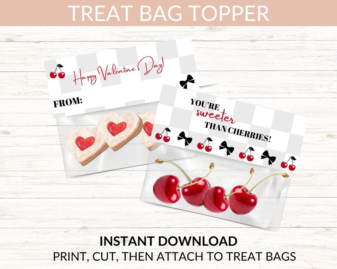 Valentines Day Treat Bag Topper, Favor Bag Tags, Snack Bag Tag, Snack ...