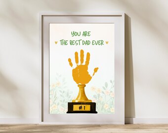 Best Dad Trophy Handprint Craft Printable – DIY Toddler & Baby Gift, Fathers Day Keepsake