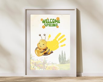 Bee Handprint Art for Kids, Spring Daycare Craft & Preschool Activity