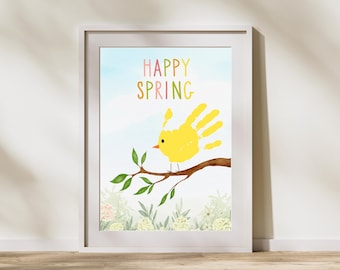 Bird Handprint Craft for Kids, Spring Handprint Art Printable, Preschool & Daycare Activity