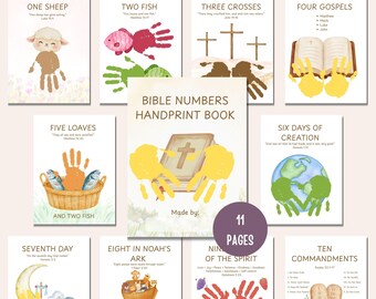Bible Numbers Handprint Book, Christian Kids Crafts, Sunday School, Children's Ministry Resource