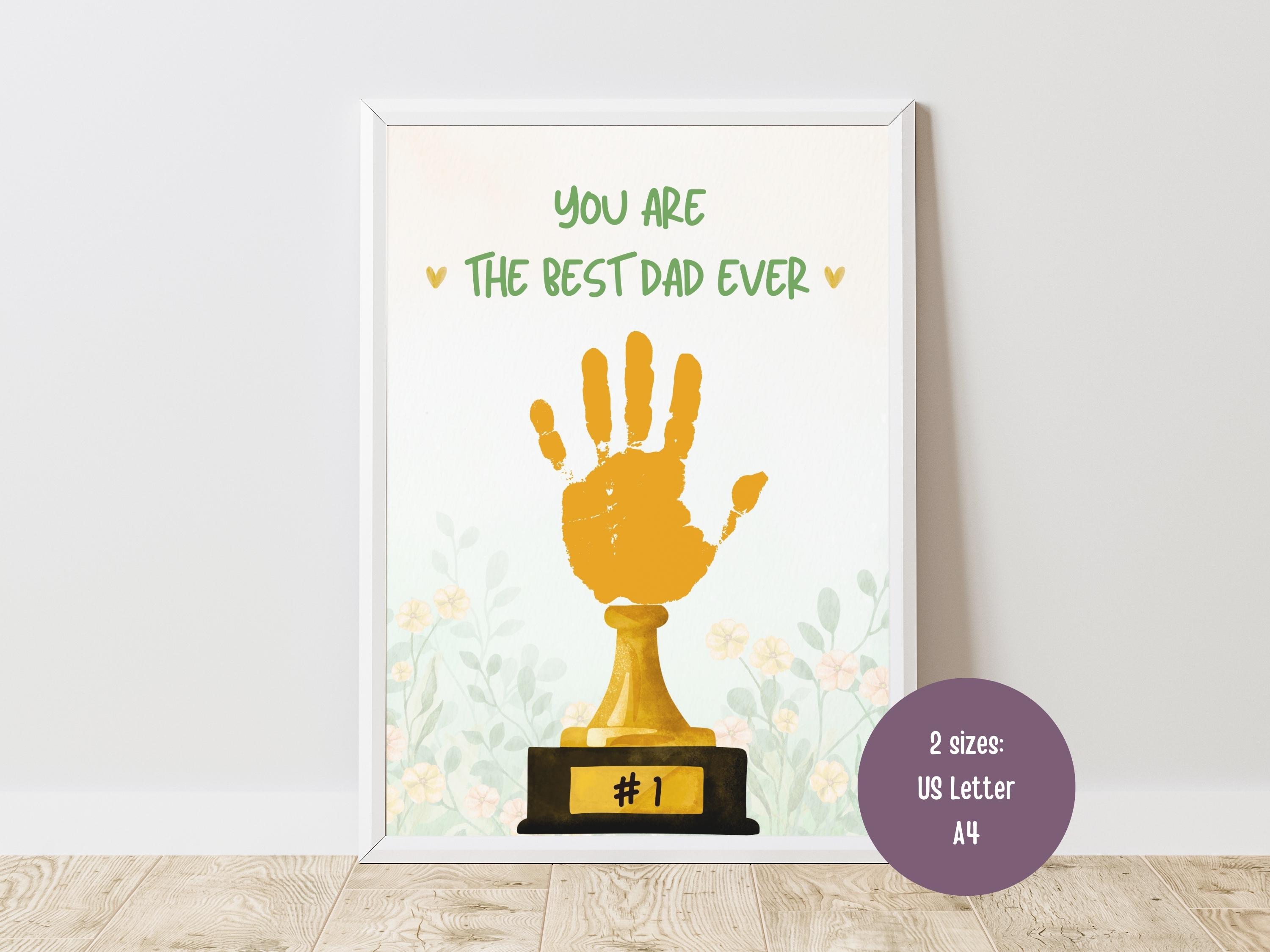 Best Dad Trophy Handprint Craft Printable – DIY Toddler & Baby Gift ...
