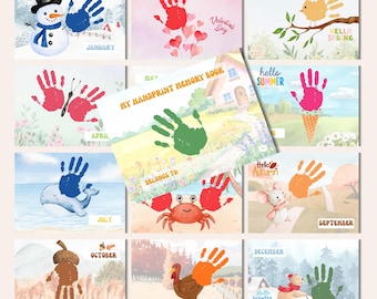 My Handprint Memory Book, First Year Handprint Printable, Monthly Baby Milestone Keepsake