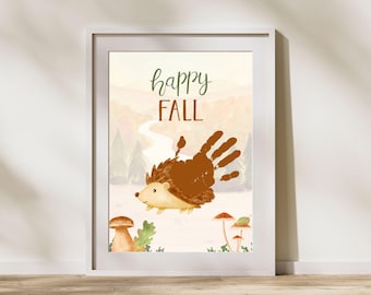 Hedgehog Handprint Craft, Fall Preschool Keepsake Printable, Digital Download