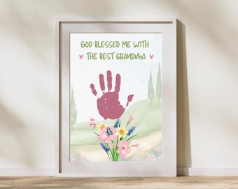 Christian Grandma Handprint Craft, Gift for Grandparents Day Kids Keepsake Printable