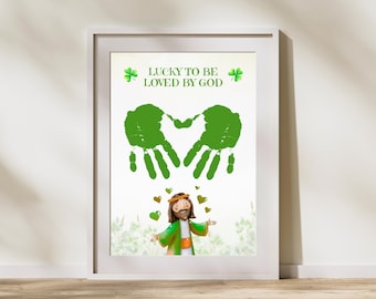 St Patrick Handprint Christian Craft, Lucky to Be Loved by God Printable