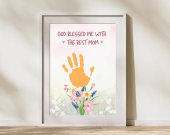 Christian Mother's Day Handprint Craft, Gift for Mom Kids Keepsake Printable