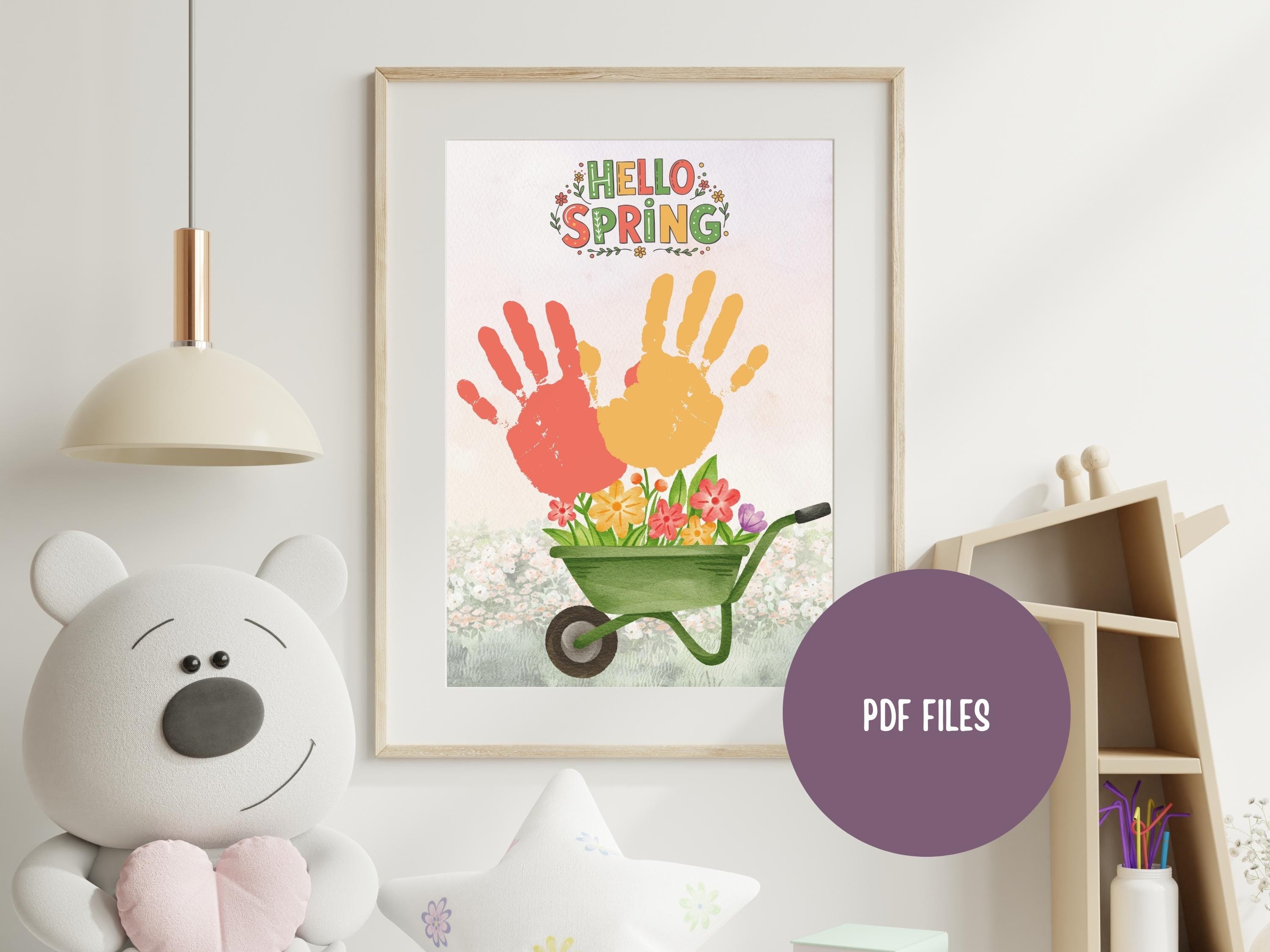 Hello Spring Hand Print Hello Spring Handprint Craft for Kids, Flower Handprint Art Printable ...