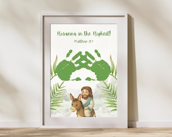 Palm Sunday Handprint Craft for Kids, Christian Easter Art Printable, Sunday School Bible Activity