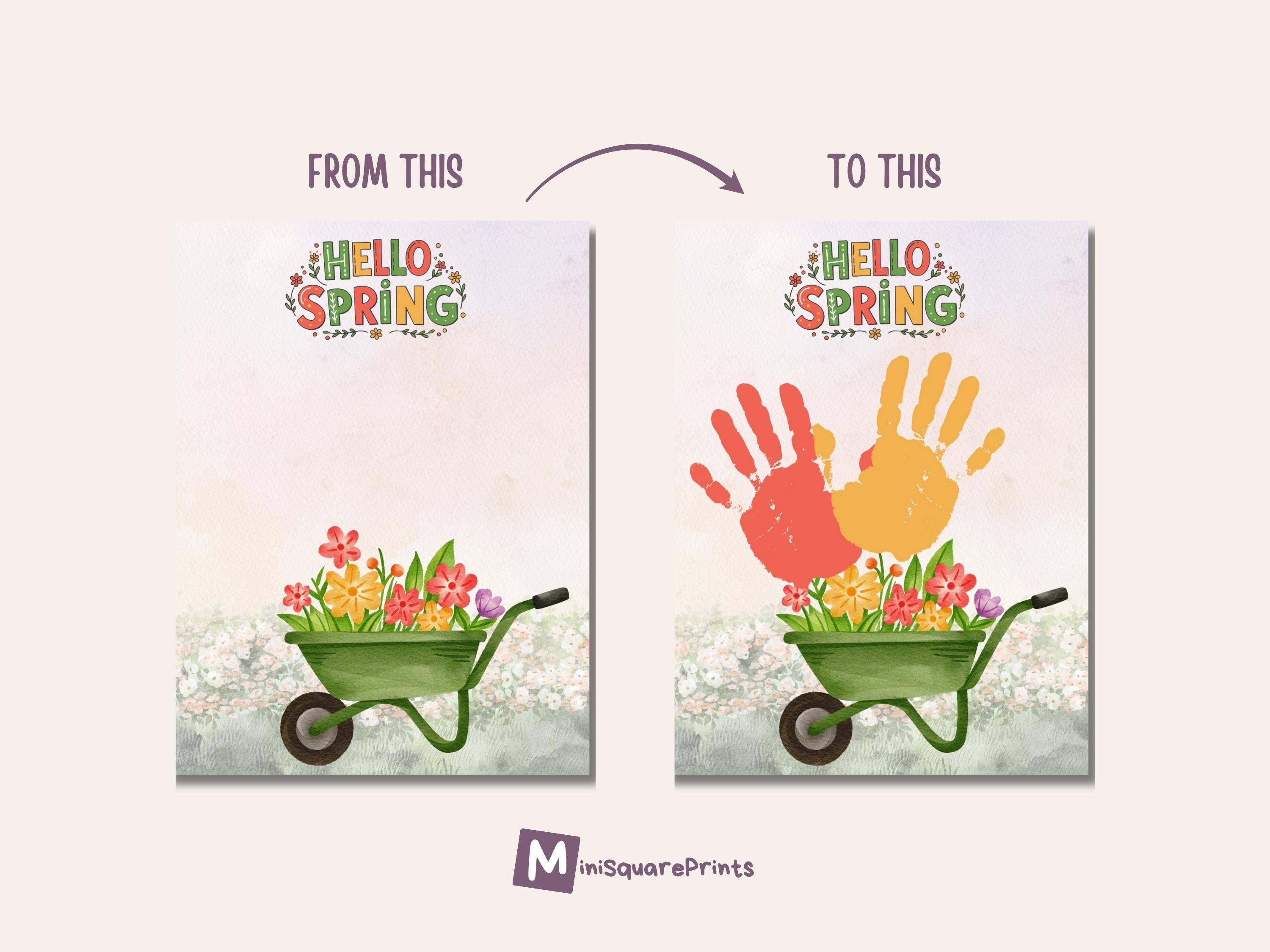 Hello Spring Hand Print Hello Spring Handprint Craft for Kids, Flower Handprint Art Printable ...