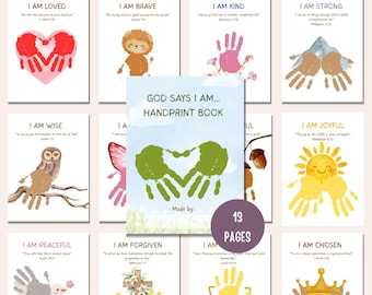 God Says I Am Handprint Book, Christian Affirmation Crafts for Kids, Sunday School Printable