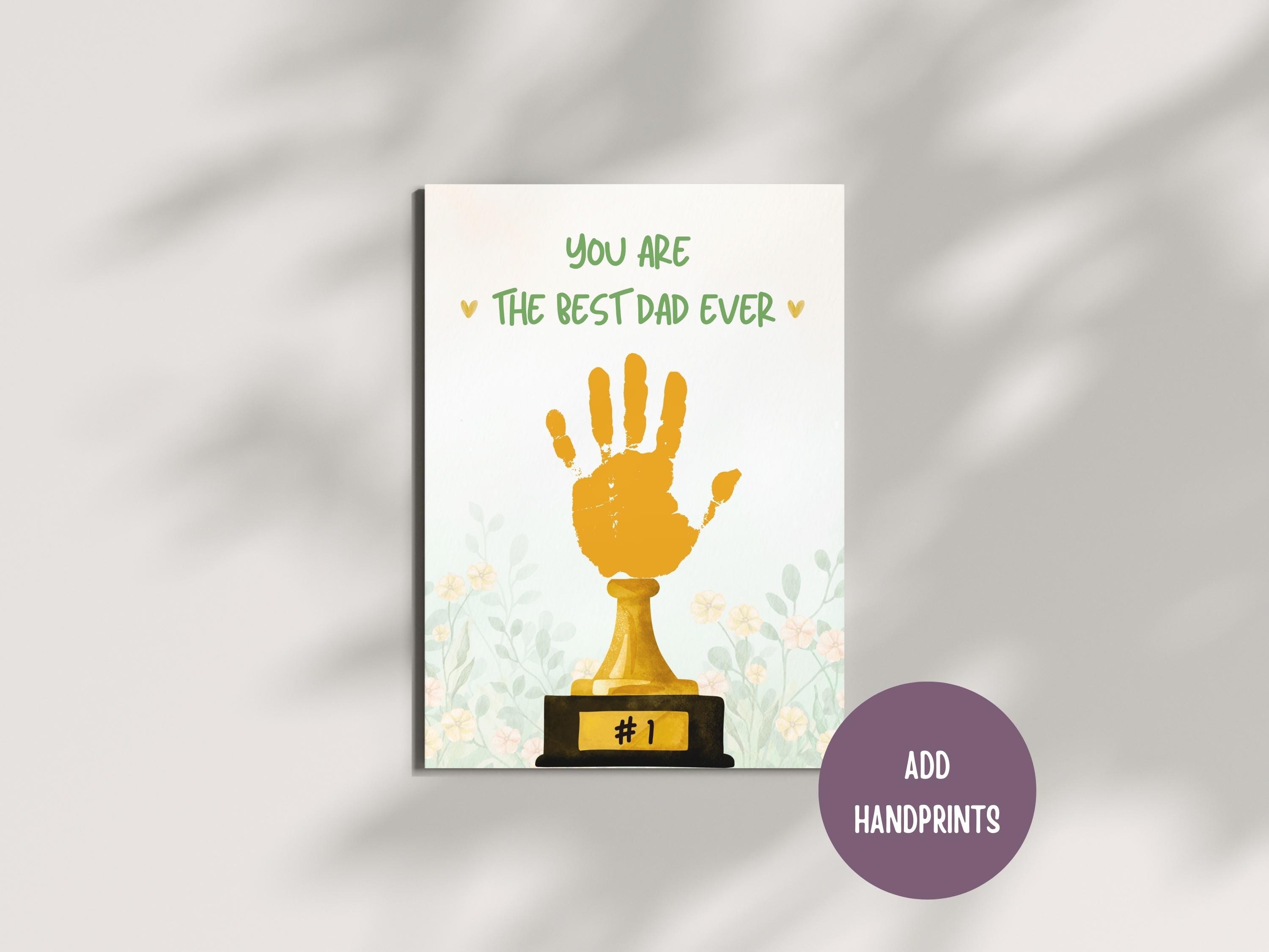 Best Dad Trophy Handprint Craft Printable – DIY Toddler & Baby Gift ...