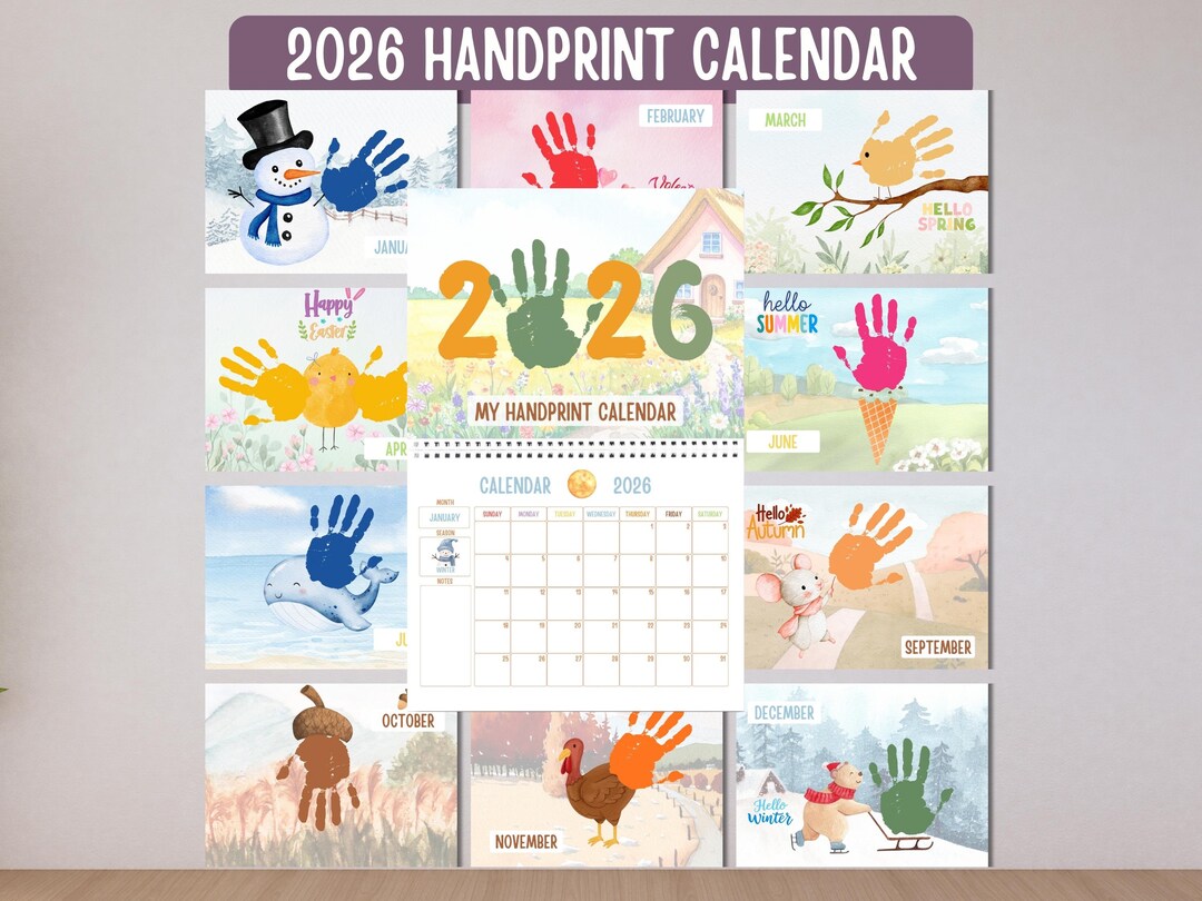2026 Handprint Calendar, 12 Month Wall Calendar for Kids, Family ...