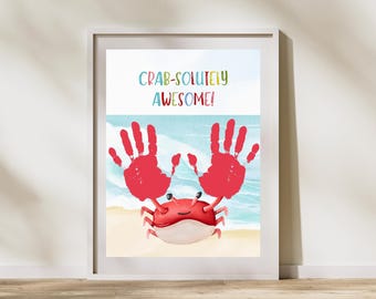 Crab Handprint Craft for Kids, Ocean Animal Printable, Summer Keepsake Art, Digital Download