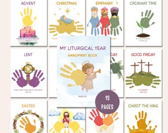 My Liturgical Year Handprint Book, Catholic Crafts for Kids, Church Year Activities