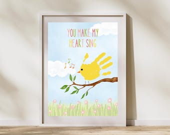 Bird Handprint Craft for Kids, Nature Printable, Preschool Daycare Homeschool Activity, Toddler Keepsake