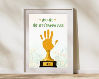 Grandpa Trophy Handprint Art Craft Printable – DIY Toddler & Baby Gift, Grandpa Appreciation Keepsake