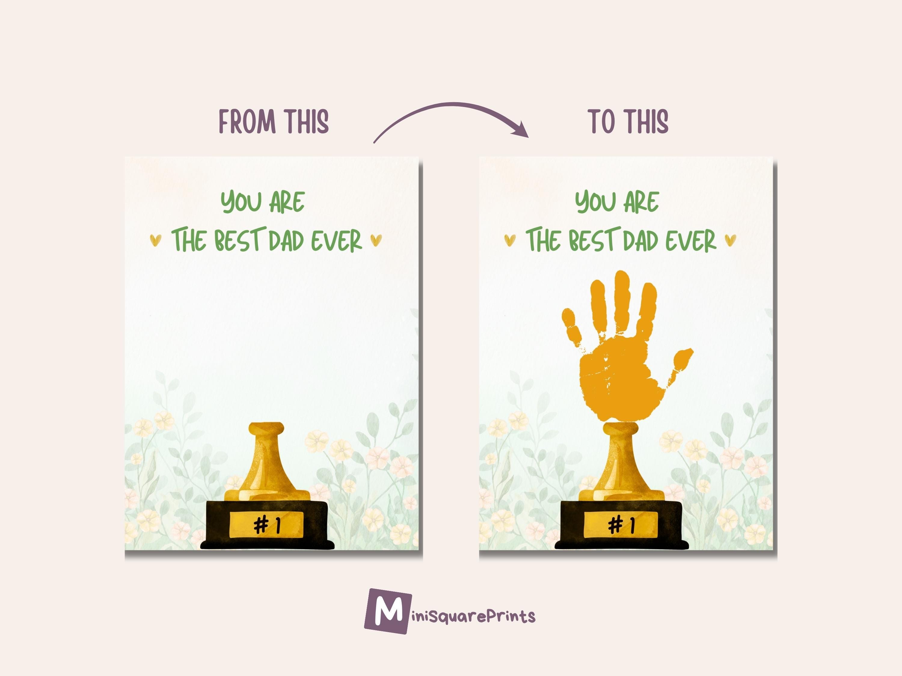 Best Dad Trophy Handprint Craft Printable – DIY Toddler & Baby Gift ...