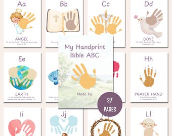 Christian ABC Handprint Craft Bundle, Bible Alphabet Activity for Kids, Sunday School Printable