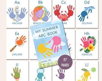 Summer Alphabet Activities, ABC Handprint Crafts Bundle, Preschool Letter Recognition Printable, Daycare Homeschool PDF