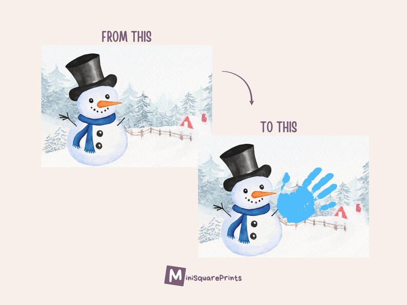 Snowman Handprint Art Printable for Kids, Winter Preschool Activity ...