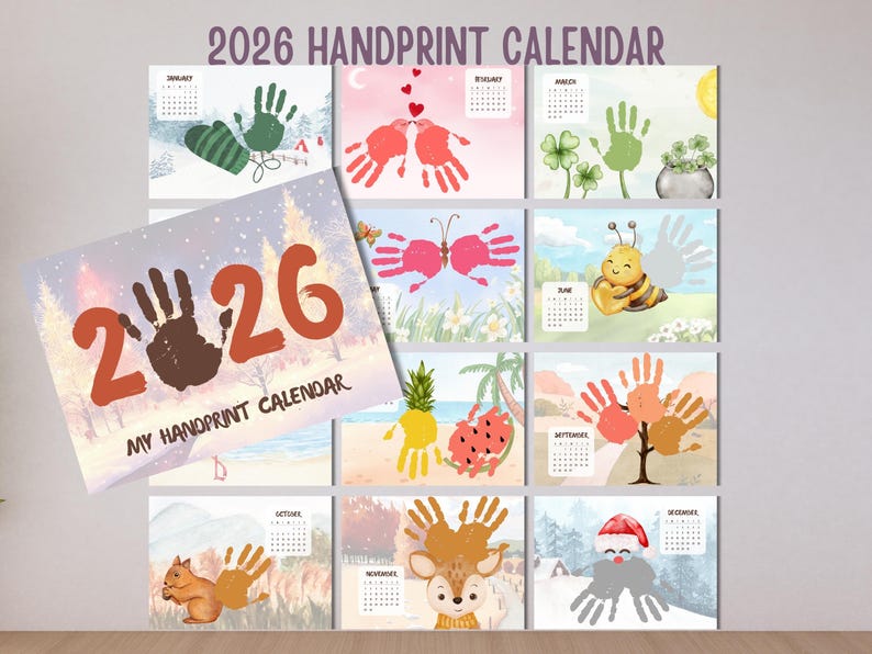 2026 Handprint Calendar, Monthly Memory Keepsake DIY, Preschool Craft ...