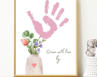 Handprint Floral Bouquet Art: Personalized Keepsake Gift (Digital Download)