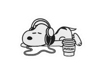 Snoopy Headphones Sticker, Cute Sleeping Sticker, Matcha Sticker, Laptop Sticker, Vinyl Sticker, Water Bottle Decal, Kawaii Sticker