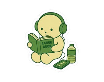 Pegatina de Smiski leyendo, Chico Verde, Smiski lindo, Pegatinas de personajes, Papelería