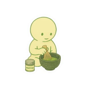 Green Guy Matcha Sticker, Smiski Making Mathca, Little Green Guy, Matcha Sticker