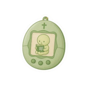 Green Guy Tamagotchi, Little Green Guy, Cute Smiski, Character Stickers, Stationary; Christian Stickers