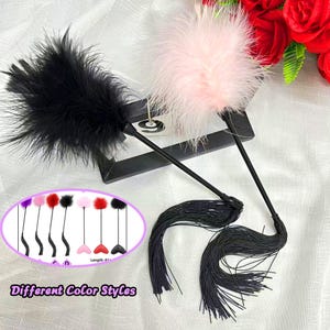 Double Ended Sensory Feather Massage Whip-Couple Toy,Dual Sensory Feathers And Heart-Shaped Beats,Quiet Impact Play Or Dom Sub Punishment