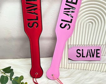 Full Size Leather BDSM Paddle With Letters,SM Impact Play Paddle,SLAVE - Butt Patting,Vampire Paddle/Thuddy Impact Play