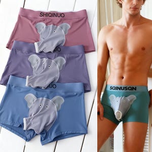Men's Cartoon Elephant Separated Underwear,Funny Wedding Gift For Bridegroom,Popular Anniversary Gift,Birthday Gift,Funny Underwear