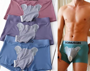 Men's Cartoon Elephant Separated Underwear,Funny Wedding Gift For Bridegroom,Popular Anniversary Gift,Birthday Gift,Funny Underwear