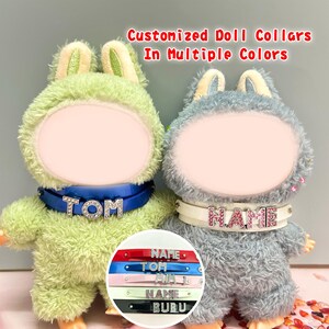 Collar de letras de diamante personalizado para muñecas, nombres personalizados, accesorios para decorar muñecas, collar de cuero de alta calidad con tamaño ajustable.