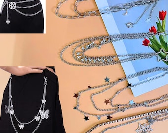 Fashion Butterfly Waist Chain-Metal Punk Pant Chain,Waist Chain,Bug Waist Chain Belt,Creepy Goth Punk Retro Unisex,Costume Jewelry