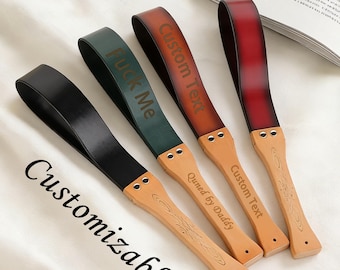 Personalization Handmade BDSM Spanking Strap,Leather Flogger With Wooden Grip Black BDSM leather Fetish Whip,Anniversary Gift