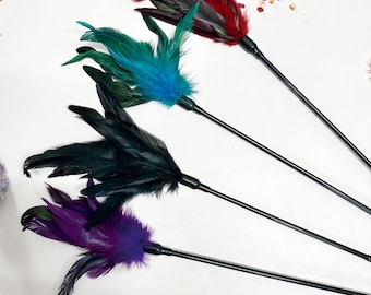 Double Ended Feather Massage Tickler,24 Inches Soft Sensory Feather Wand For Relaxation,Whips Made For BDSM Bondage Fetish Play