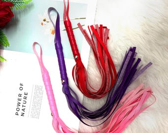 Whips Leather Set Flogger,Real Leather Discipline Set,Black And White BDSM Whip For Quiet Impact Play Or Dom Sub Punishment