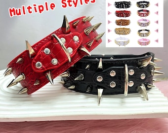 Goth Punk Choker Collar With Cone Spikes And Hoops,Adjustable Restraint Collar-Multiple Colors,Locked And Loaded Spiked Collar,Emo Petplay