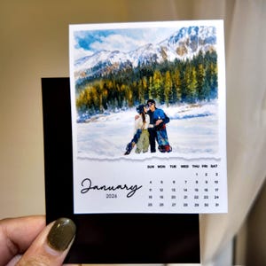 2026 Magnetic Calendar Magnet | Illustrated Postcard Design | Custom Photo Upload