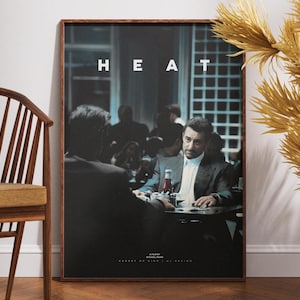 Poster Heat, Poster di film retrò, Poster vintage, Al Pacino, Robert De Niro, Arte murale stampabile, Regalo per lui, Arte minimalista, Michael Mann