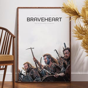 Poster del film Braveheart, stampa minimalista, regalo per gli amanti del cinema, arte murale stampabile, film di Mel Gibson, idea di arredamento, poster del film, design dell'arte del film