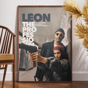 Leon The Professional Poster, Retro Movie, Gift for Her, Vintage Poster, Gift Idea, Natalie Portman, Jean Reno, Léon and Mathilda, Wall Art